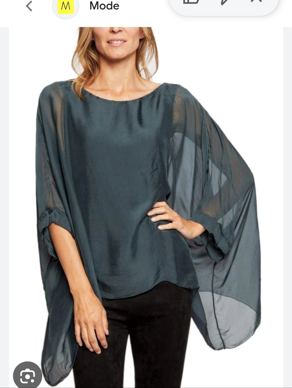 Vivian Shyu silk overlay batwing blouse Sz S/M